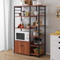 Organisateur de cuisine multifonctionnel en bois sur pied à quatre niveaux ; Étagère de rangement domestique peu encombrante pour micro-ondes et condiments