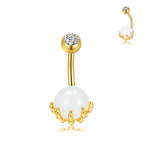 Piercing para <span class=keywords><strong>ombligo</strong></span> <span class=keywords><strong>de</strong></span> acero quirúrgico 316L con calavera <span class=keywords><strong>de</strong></span> ópalo, estilo tatuaje, chapado <span class=keywords><strong>en</strong></span> oro y engaste <span class=keywords><strong>de</strong></span> garra, estilo lindo - Product Image 4