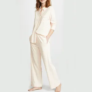 Luxury Maternity Sleepwear Two Piece Long Sleeve Shirts&Pants Bamboo Cotton Women Adult Pyjamas