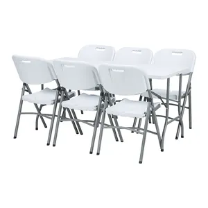 6 Stoelen Set 10 Zits Multifunctionele Lift Acryl Ontwerp Plastic Vouwen Eetkamer Tafel En Stoelen Plateaus Para Fiestas