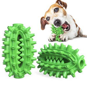 Green Spiky Rubber Chewing <b>Toy</b> for Dogs Teeth Cleaning <b>Interactive</b> Pet <b>Toy</b> Solid Design - Product Image 1