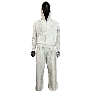 Conjunto de Sudadera con Capucha de Alta Calidad y Pantalones Deportivos Acampanados con Lavado Ácido y Bordado Personalizado, Conjunto Deportivo de Algodón para Hombre - Product Image 1