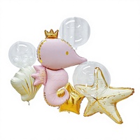 Nouveaux ballons en aluminium à thème animaux marins de la marque TJ, mélange de couleurs, décoration de fête hippocampe, finition mate