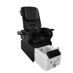 Fauteuil de pédicure et de massage facial multifonctionnel de luxe en acier inoxydable noir, portable avec drainage automatique pour salon de manucure - Product Image 4