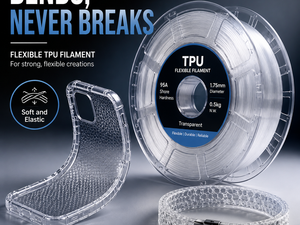 Filament flexible Coredi TPU 1,75 mm, haute élasticité, doux, pour imprimante 3D, <span class=keywords><strong>blanc</strong></span>, <span class=keywords><strong>rouge</strong></span>, <span class=keywords><strong>bleu</strong></span>, transparent, pour Creality Prusa - Product Image 1
