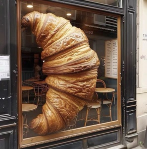Simulation Croissant Resin Model Sculpture Bread Baking Shop Storefront Wall-mounted Signboard Decoration Large Display Pieces