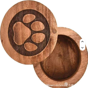 狗宠物骨灰盒纪念品毛发收纳盒带爪印雕刻宠物葬礼用品 - Product Image 4