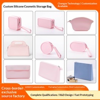 Trousse de Maquillage Magnétique en Silicone Multifonctionnelle pour Voyage, Organisateur de Beauté en Silicone Transfrontalier, Pochette Cosmétique Personnalisée pour Rouge à Lèvres