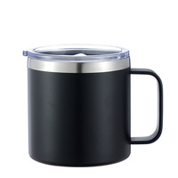 Gobelet à café en acier inoxydable à isolation sous vide avec logo personnalisé, design classique, 12 oz, 14 oz, 16 oz, tasse de camping, tasse de bureau avec poignée