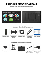 Tableau blanc interactif numérique pour l'enseignement scolaire en classe, écran plat interactif 4K UHD 120Hz 20 points tactiles, 65/75 pouces