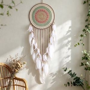 <span class=keywords><strong>Atrapasueños</strong></span> de estilo bohemio de gran tamaño <span class=keywords><strong>para</strong></span> colgar en la <span class=keywords><strong>pared</strong></span>, con plumas tejidas a mano y cuentas de madera, decoración interior <span class=keywords><strong>para</strong></span> dormitorio, adorno colgante - Product Image 1