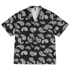 new hot paisley print oversized shirt custom fashion casual bandana print tee shirts for men