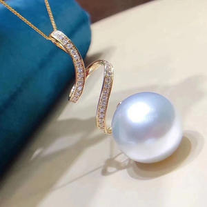 S925 <b>Silver</b> Pendant with 8-11mm Round Beads DIY <b>Pearl</b> Accessories Simple S-shaped <b>Necklace</b> Stand 30309 - Product Image 2