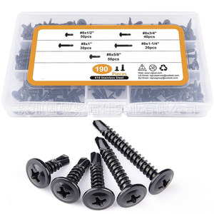 Black Stainless Steel Phillips <b>Head</b> Self Drilling <b>Screws</b> 190pcs Boxed Metal Fasteners Imperial Size Grade 2 - Product Image 1