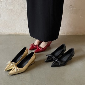Chaussures à plateforme en cuir haut de gamme pour femme, style Printemps-Été 2026, à bout pointu, avec nœuds de jupe et talons aiguilles - Product Image 3