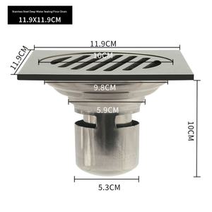 Siphon de sol carré 6 mm à barre droite 4 et 5 pouces, noyau en cuivre, joint <span class=keywords><strong>d</strong></span>'étanchéité profond anti-odeur 12*12 15*15, pour salle de bain moderne et simple - Product Image 6