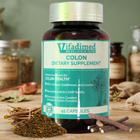 Complément alimentaire Vifadimed Colon 45 capsules avec réglisse pour la santé intestinale des adultes, non destiné aux femmes enceintes, à prendre 3 fois par jour