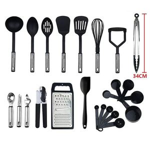 24 pièces d'ustensiles de cuisine en nylon sans BPA avec manche en acier inoxydable - Product Image 1