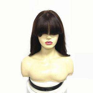 Chất lượng hàng đầu sóng phong cách tóc giả với <span class=keywords><strong>bangs</strong></span> Brazil Trinh Remy tóc trong suốt ren phía trước dài chiều dài tóc giả cho phụ nữ - Product Image 1