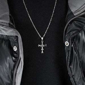 Ancient Egyptian Eye of Horus Cross Pendant, Niche Design, Artistic Retro Versatile Sweater <b>Chain</b>, <b>Titanium</b> Steel Pendant - Product Image 4