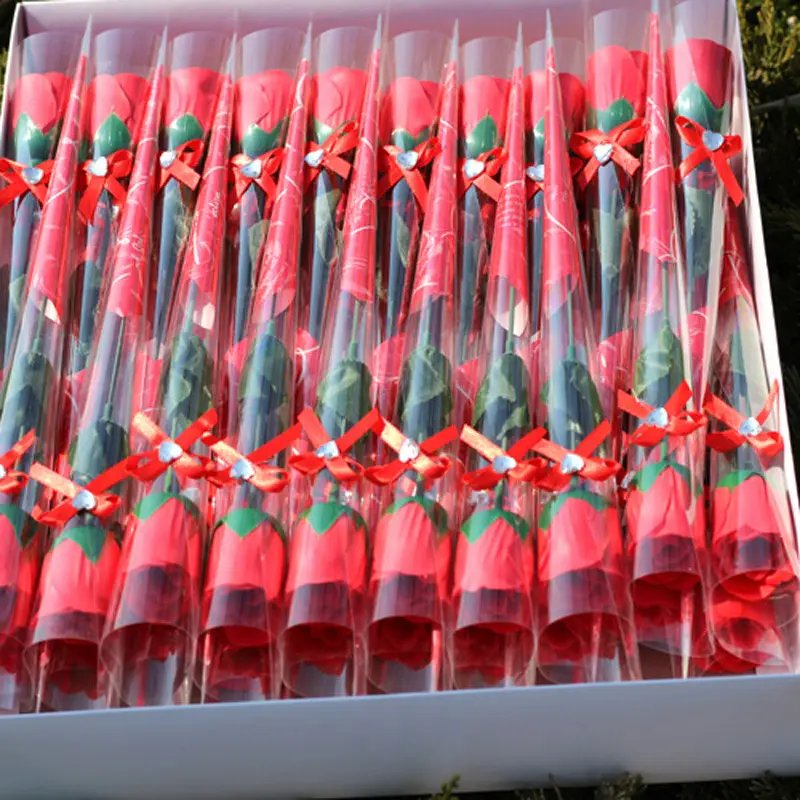 Kunstzeep Rozenbloem Met Strik Voor Moeders Valentijnsdag Anjer Geschenken Handgemaakte Bloemen Eenstengel Zijde Kleur Zhe