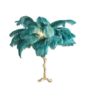 Lampe de chevet Lampara populaire lampe de table de lecture de bureau plume d'autruche moderne <span class=keywords><strong>2022</strong></span> vente chaude LED chinoise vert foncé - Product Image 1