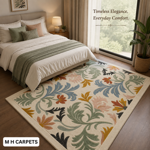 Tapis moderne en laine tufté à la main, motif floral personnalisé, tapis à poils longs pour salon, hôtel, décoration intérieure - Product Image 3