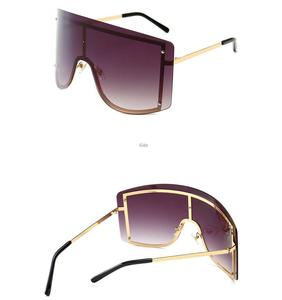 Lunettes de soleil carrées rétros, surdimensionnées, à monture métallique, une pièce, bouclier, Cool, collection <span class=keywords><strong>2021</strong></span> - Product Image 3