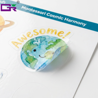 Autocollants de récompense Montessori personnalisés en gros, thème planètes et étoiles aquarelle, fournitures pédagogiques, étiquettes de motivation pour enfants, durables