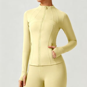 Veste de yoga Lulu pour <span class=keywords><strong>femme</strong></span>, extensible dans quatre directions, col ajusté, haut zippé, fitness, manches longues, anti-transpiration, logo uni sur le devant, Naked Sports - Product Image 3