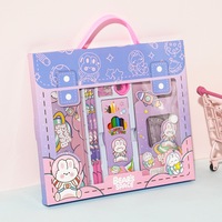 Ensemble de papeterie mignon pour enfants, trousse scolaire portable, boîte de papeterie de dessin animé pour la rentrée scolaire