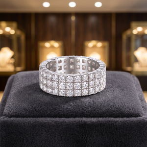 Anillos de mujer Zanlong 13723 de 2.0mm al por mayor, moissanita de corte brillante, engaste de garras, 4 filas, eternidad, plata de ley 925 chapada en platino - Product Image 3