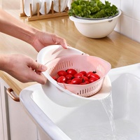 YuShu Groente Fruit PP Voedselveilige Duurzame Flexibele Keuken Spoelbak Wasbak Zeef Afgietbak Set Dubbellaagse Mand