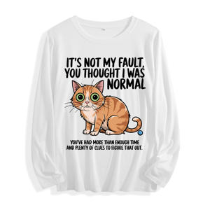 Tela suave "No <span class=keywords><strong>es</strong></span> mi <span class=keywords><strong>culpa</strong></span> Cita de gato normal Gráfico" Camiseta de manga larga Multi colores - Product Image 1