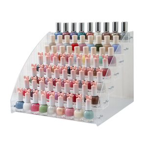 Expositor de plástico para esmalte de uñas, expositor escalonado transparente para salón de uñas, expositor para caja de lápices labiales - Product Image 1