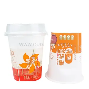 Recipiente para beber de sobremesa, copo de plástico resistente personalizado com tampa de dome, embalagem de 300ml brc pp