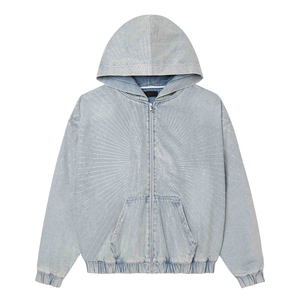 เสื้อฮู้ดดี้ผู้ชายทรงบ็อกซี่ ซิปหน้า ผ้าเฟรนช์เทอร์รี่ ล้างแบบมอนกี้ ปักลาย ระบายอากาศได้ดี ผ้าฝ้ายวินเทจ สไตล์ฮิปฮอป ขายส่งโดย KingSen - Product Image 5