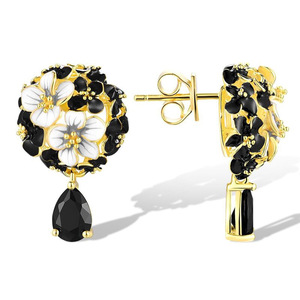 Orecchini a Goccia in Cristallo con Smalto a Forma di Ortensia per Donne, Gioielli Floreali alla Moda per le Vacanze - Product Image 4