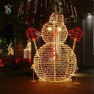 Rope Light Fairy Light Motif Warm White 3D LED Snowman Light for Downtown Street Christmas Decoration