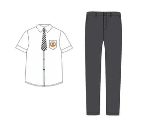 2024 OEM Style personnalisé à manches courtes été polyester/gabardine chemise Logo personnalisé ensembles uniformes étudiant international
