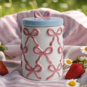 Potes de Biscoitos com Tampa Hermética Grandes Recipientes de Armazenamento de Alimentos em Cerâmica Lindos Latas de Cozinha Adequadas para Café Açúcar Petiscos para Cães - Product Image 6