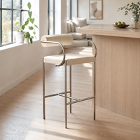 Tabouret de bar contemporain de 65 cm de hauteur avec coussin cylindrique et structure métallique – Vente en gros
