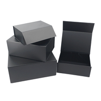 Boîte d'emballage magnétique pliable en carton noir de luxe avec logo personnalisé en gros