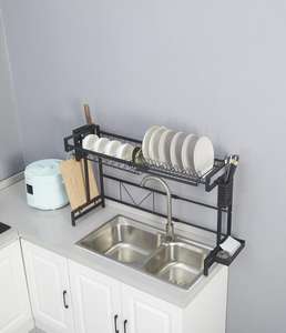 Égouttoir à vaisselle robuste en métal à poser sur l'évier avec couvercle, double niveau, durable et écologique - Product Image 3