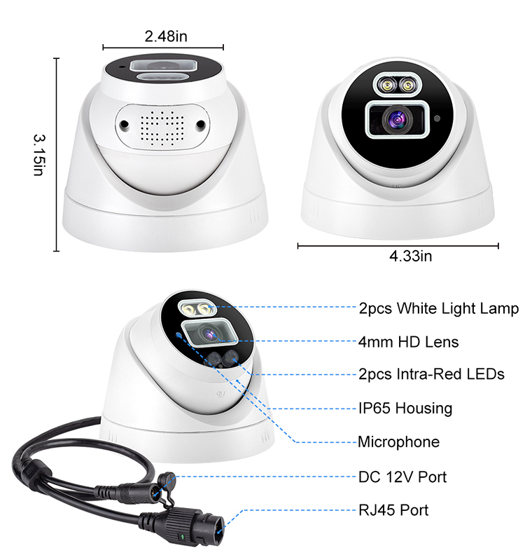High Quality Built-In Mic POE Face Recognition Cctv 5mp Security Dome Ip Camera