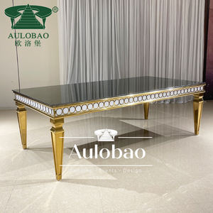 Mesa de boda de hotel Banquete de cristal de acero inoxidable rectángulo moderno de lujo - Product Image 5