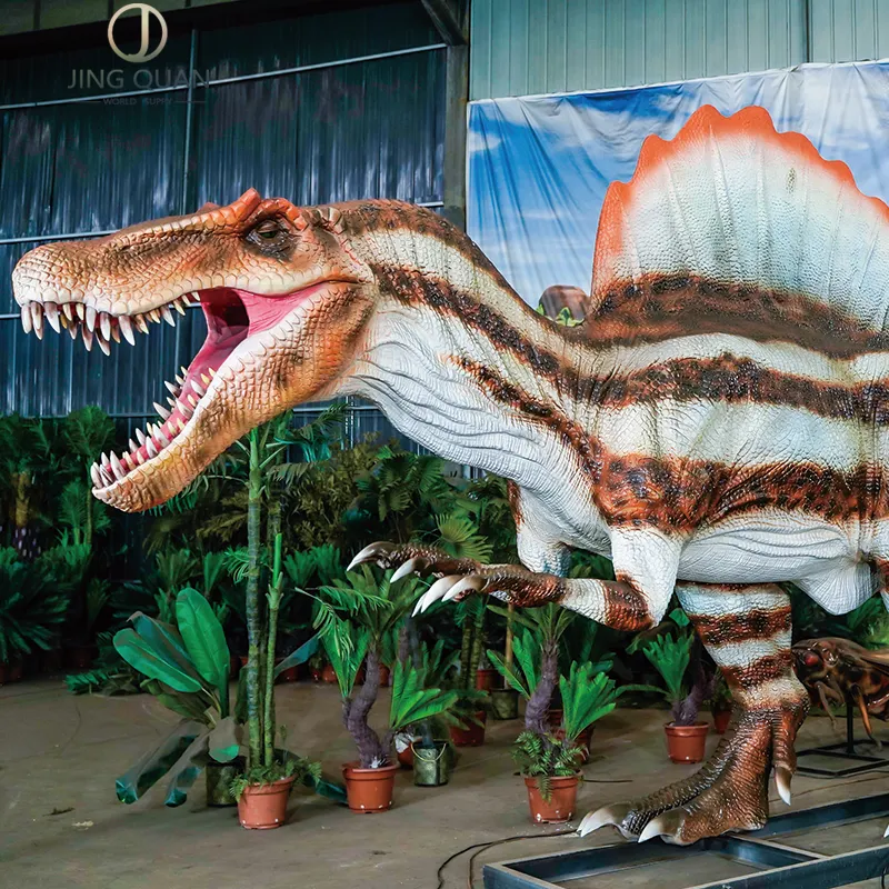 Spinosaurus Model animatronik kostum Remote Control kostum dinosaurus realistis otomatis Taman Tema luar ruangan