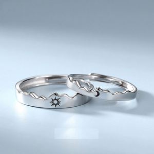 Simple Opening Sun Moon <b>Ring</b> Minimalist <b>Silver</b> Color Sun Moon Adjustable <b>Ring</b> for <b>Men</b> Women Couple Engagement Jewelry Gifts - Product Image 3