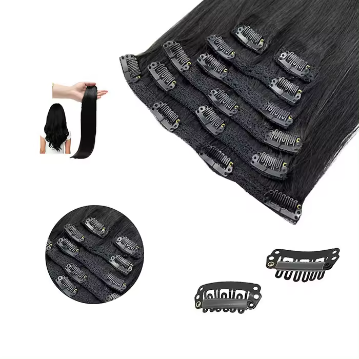 Letsfly Hair Extensions Human Hair Clip in Kinky Curly Natural Color Brazilian Raw Virgin Seamless Clip in Hair Extension