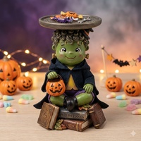 Figurine de fantôme vert réaliste en résine peinte à la main, porte-bougie, décoration pour la maison, le bureau, le salon